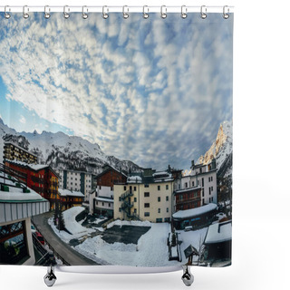 Personality  Beautiful Austrian Town In Snowy Mountains Shower Curtains