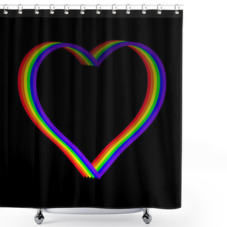 Personality  Vector Image Of Six-stripe Rainbow Heart Shower Curtains