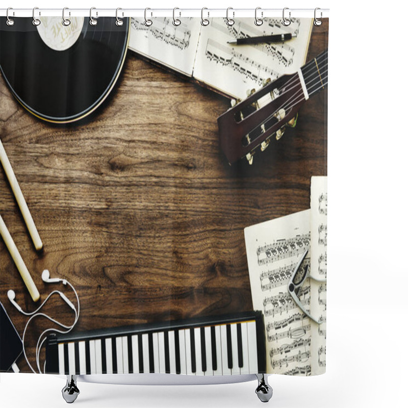 Personality  Music Instruments And Notes  Shower Curtains