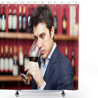 Personality  Sommelier Analyzing A Glass Of Red Wine Shower Curtains