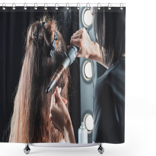 Personality  Hair Dresser Doing Hairstyle Shower Curtains