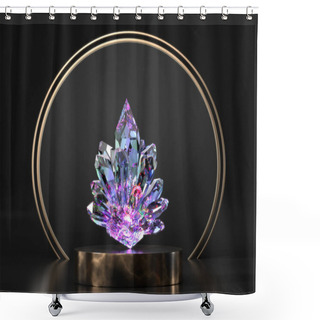 Personality  Colorful Crystal On Stage Podium Showcase 3d Rendering Shower Curtains