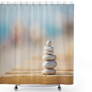 Personality  A Zen Stones Background White And Black Shower Curtains