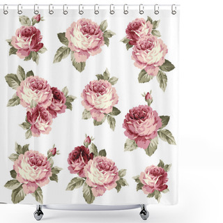 Personality  Rose Flower Illustration, Shower Curtains