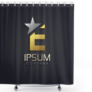 Personality  Elegant Alphabet Symbol With Star Element  Letter E Shower Curtains
