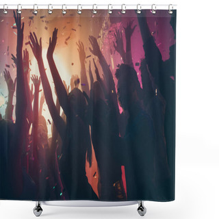 Personality  Company Of Nice Attractive Cheerful Cheery Positive Carefree Careless Guys Ladies Gathering Having Fun Vacation Hanging Out Best Summer Corporate Event At New Cool Dark Modern Place Shower Curtains
