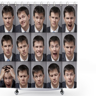 Personality  Image Emotional Man In A Business Suit Shower Curtains