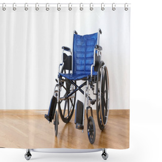 Personality  Empty Invalid Chair In White Modern Room. Disabled Concept. Shower Curtains