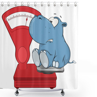 Personality  Hippo And Weighing Scale Shower Curtains
