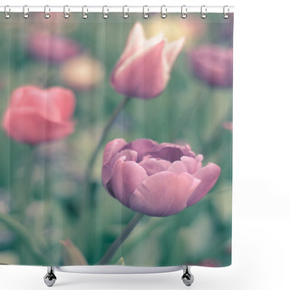 Personality  Retro Pastel Tulips Shower Curtains