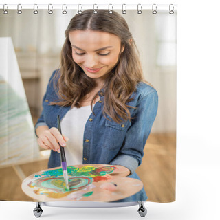 Personality  Woman Artist Painting Picture Shower Curtains