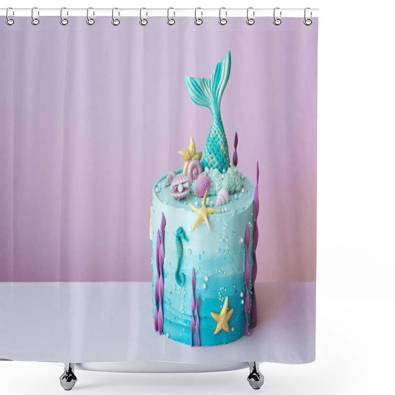 Personality  Mermaid Birthday Cake Shower Curtains