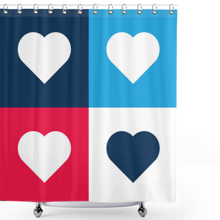 Personality  Big Heart Blue And Red Four Color Minimal Icon Set Shower Curtains