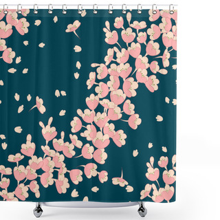 Personality  Seamless Pattern With Sakura Flowers Shower Curtains