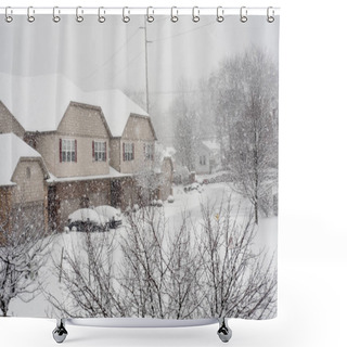 Personality  Condo Complex In Blistery Winter Storm Shower Curtains