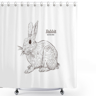 Personality  Vector Illustration Of Engraving Rabbit On White Background Shower Curtains