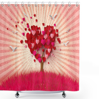 Personality  Love Tree With Heart Leaves. Shower Curtains