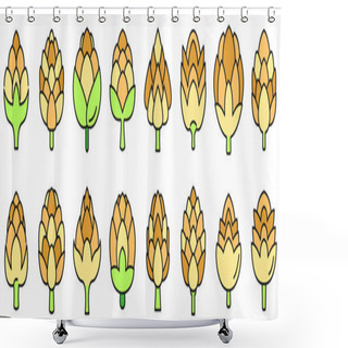 Personality  Artichoke Icons Set Outline Vector. Bio Food. Fresh Organic Thin Line Color Flat Isolated Shower Curtains