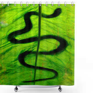 Personality  Snake On A Leaf Shower Curtains