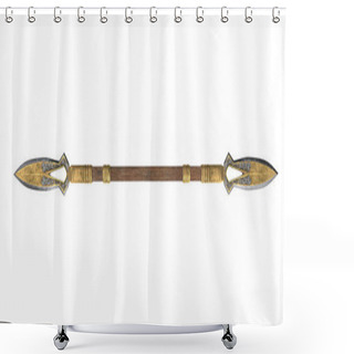 Personality  Long Spear, Weapon, On An Isolated White Background. 3d Illustration Shower Curtains