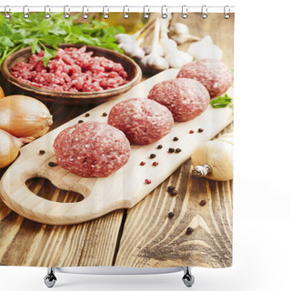 Personality  Raw Meatballs On The Table Shower Curtains