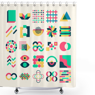 Personality  Pop Art Geometric Aesthetic Shape With Colorful Color Bundle Kit Set Objects  Shower Curtains
