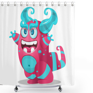 Personality  Cartoon Cute Monsters Vector Illustration. Vector Illustration Can Be Used For Web, Logo, Card, Poster, Design For T-shirt Or Bag - Vector Shower Curtains