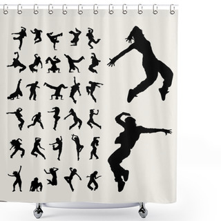 Personality  Hip Hop Dancers Silhouettes Shower Curtains