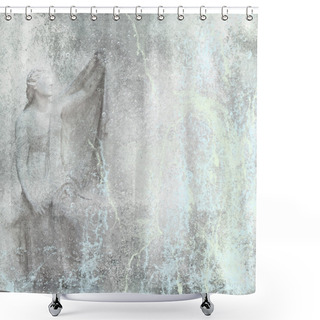 Personality  Background Composition With Statue And Water Stream Shower Curtains