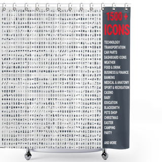 Personality  Set Of 1500 Vector Icons Glyph Shower Curtains