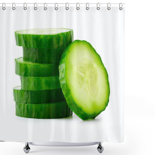 Personality  Sliced Cucumber In Stack Shower Curtains
