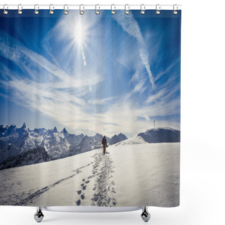 Personality  Winter Hiking In The Swiss Alps Shower Curtains