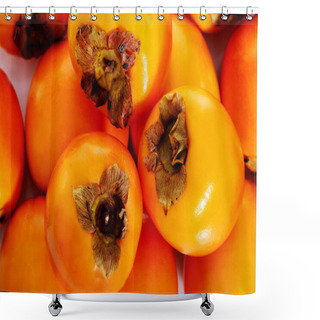 Personality  Kaki Fruits Up Front View. Shower Curtains