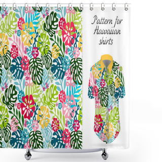 Personality  Hawaiian Aloha Shirt. An Icon In A Flat Style Isolated On White Background Shower Curtains