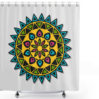 Personality  Round Ornamental Mandala Colorinng Bright. Shower Curtains