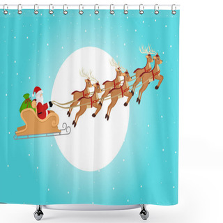 Personality  Santa Claus Riding His Sleigh Shower Curtains