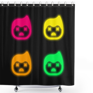 Personality  Boy Four Color Glowing Neon Vector Icon Shower Curtains