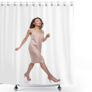 Personality  Asian Girl In Dress Walking Shower Curtains
