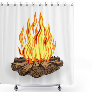 Personality  Illustration Of Isolated Camp Fire On White Background. Shower Curtains
