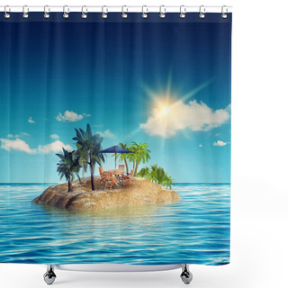 Personality  Beauty Island In The Sea Shower Curtains