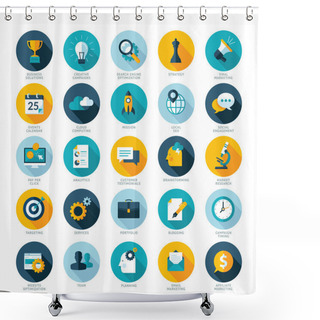 Personality  Set Of Flat Design Icons For Business, SEO And Social Media Marketing Shower Curtains