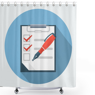 Personality  Vector Checklist And Nib Pen Icon Shower Curtains