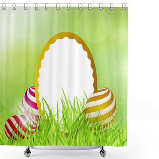 Personality  Easter Frame With Eggs On Grass. Vector Illustration. Shower Curtains