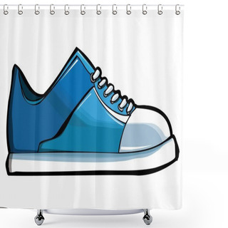 Personality  Blue Sneaker Or Trainer Shower Curtains