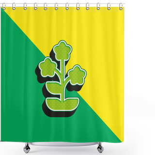 Personality  Alpine Forget Me Not Green And Yellow Modern 3d Vector Icon Logo Shower Curtains