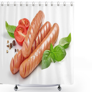 Personality  Grilled Sausages On White Background Shower Curtains