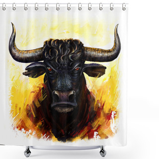 Personality  Furious Bull Shower Curtains