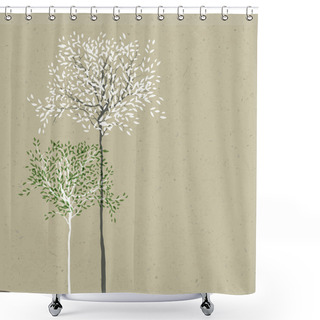 Personality  Trees Background. The Trunk And Leaves In Separate Layers. Vecto Shower Curtains