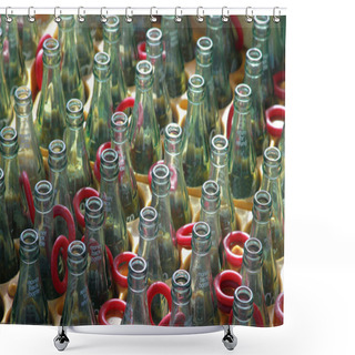 Personality  Row Of Empty Glass Bottles Shower Curtains
