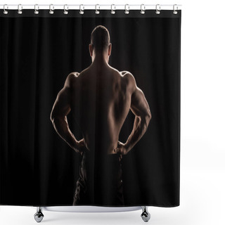 Personality  Shirtless Athlete Flexing Back Muscles Shower Curtains